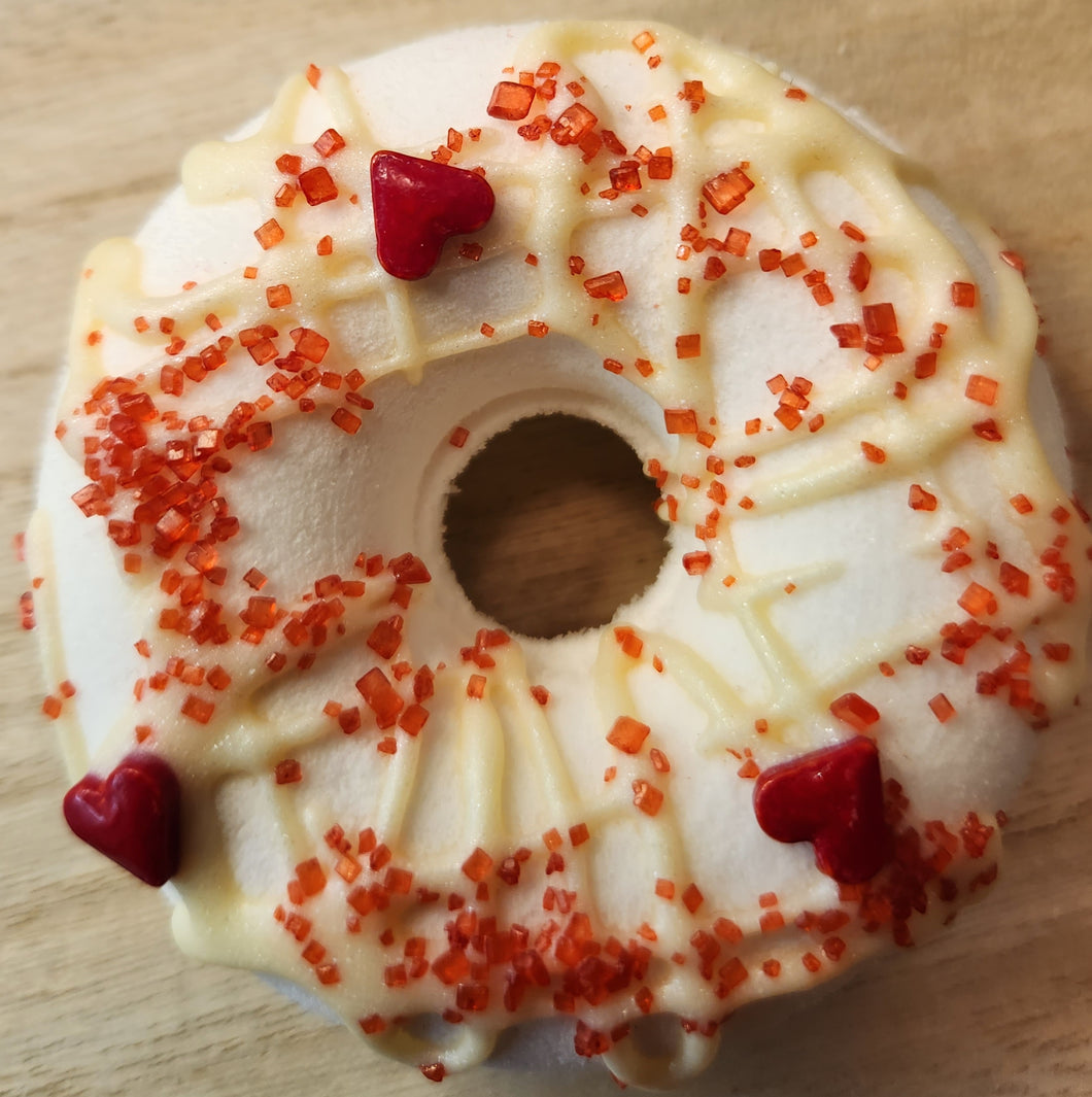 Japanese Cherry Blossom Donut Bath Bomb w/ cocoa butter drizzle and sprinkles