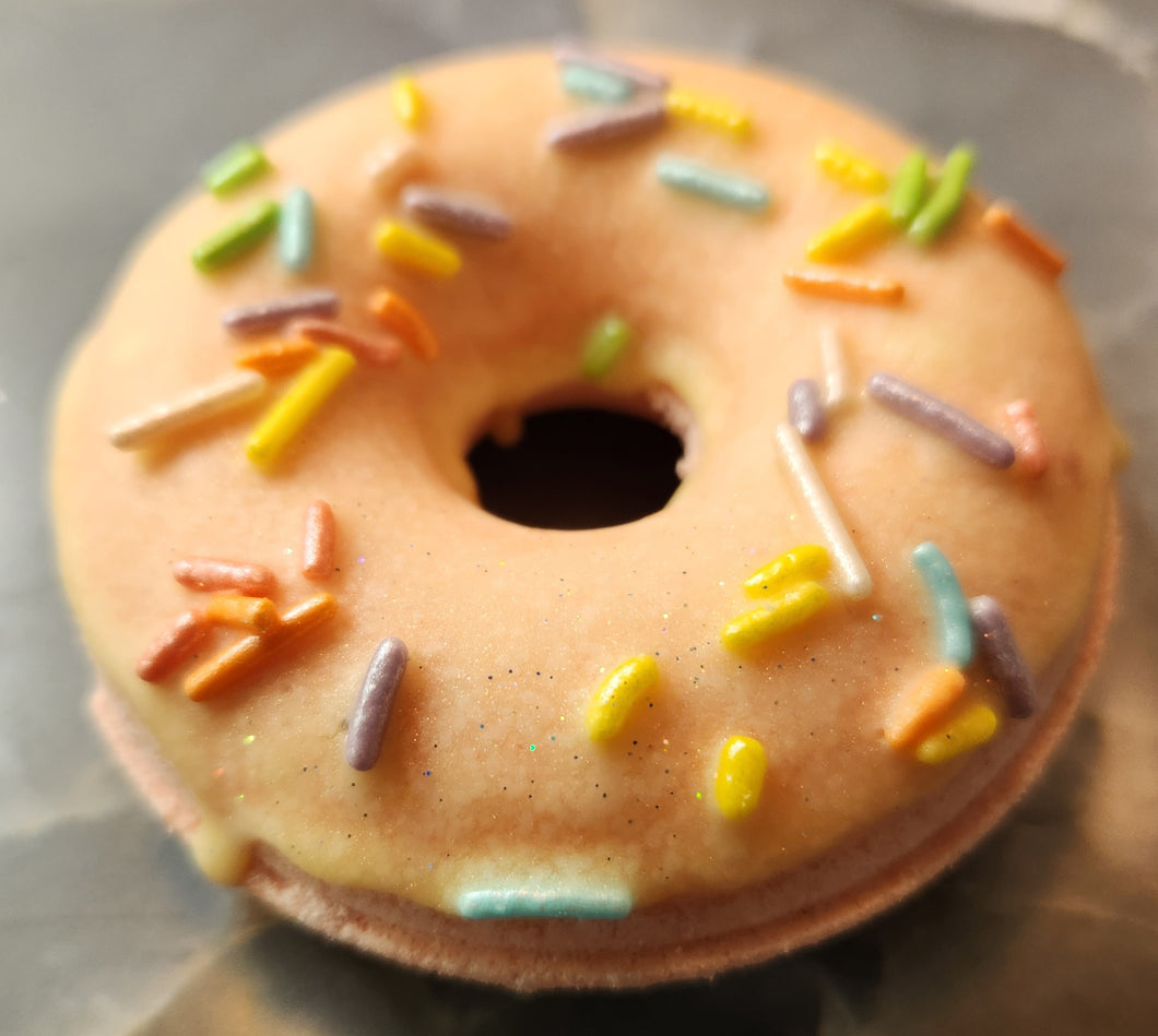 Japanese Cherry Blossom Donut Bath Bomb w/ cocoa butter drizzle and sprinkles