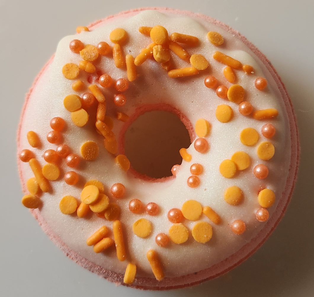 Peaches & Cream Donut Bath Bomb w/ cocoa butter drizzle and sprinkles