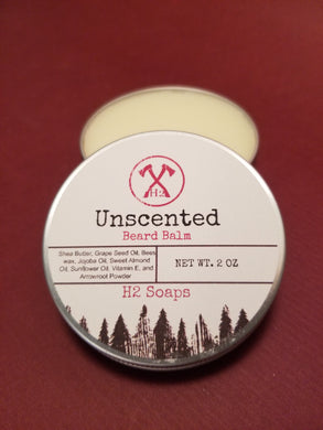 Handcrafted beard balm.  Unscented.  Style while softening and moisturizing your beard.  Improves beard health and last all day while smelling good.  Acts as both a leave-in-beard conditioner and a shaping/styling aid.  A little goes a long way.  Ingredients:  Shea Butter, Grapeseed Oil, Bees Wax, Jojoba Oil, Sweet Almond Oil, Sunflower Oil, Vitamin E, and Arrowroot Powder**Not edible.  Do not consume.  For external use only.  Keep out of eyes and mouth.  Discontinue use if irritation occurs..